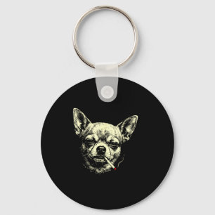 Dog smoking cigarette funny chihuahua meme funny keychain