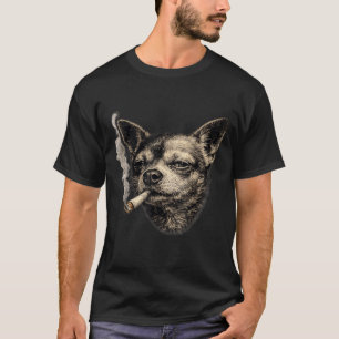 Dog smoking cigarette funny chihuahua meme funny T-Shirt
