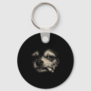 Dog smoking cigarette funny chihuahua meme  keychain