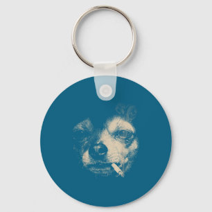 Dog Smoking Cigarette Funny Chihuahua Meme Keychain