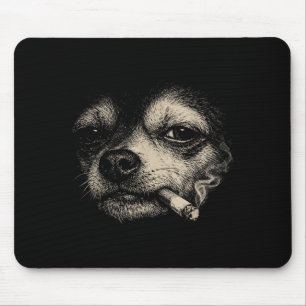 Dog smoking cigarette funny chihuahua meme  mouse pad