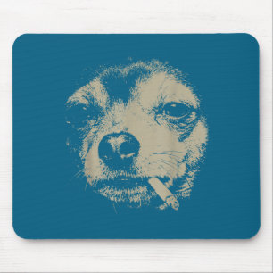 Dog Smoking Cigarette Funny Chihuahua Meme Mouse Pad