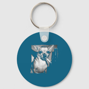Dog Smoking Cigarette Funny Chihuahua Meme Vintage Keychain