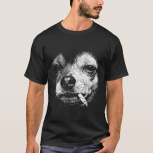 Dog Smoking Cigarette Funny Chihuahua Meme Vintage T-Shirt