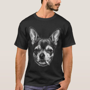 Dog smoking cigarette funny chihuahua meme vintage T-Shirt