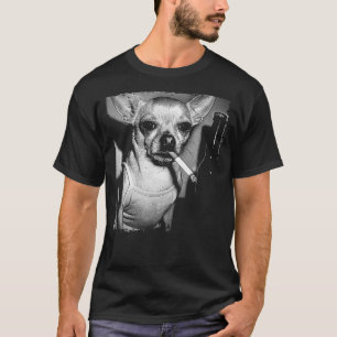 Dog Smoking Cigarette Funny Chihuahua Meme Vintage T-Shirt