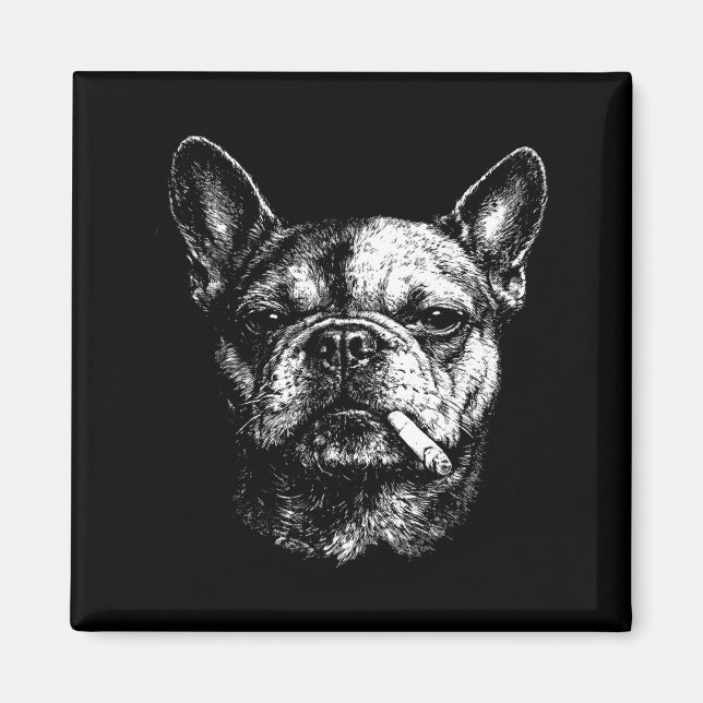 Dog Smoking Cigarette Funny French Bulldog Meme _1 Magnet (Front)