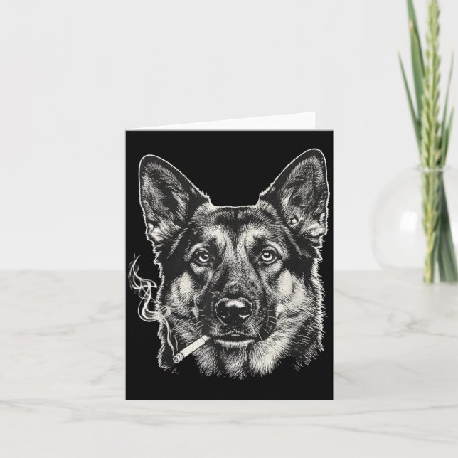 Dog Smoking Cigarette Funny German Shepard Meme Card (Front)