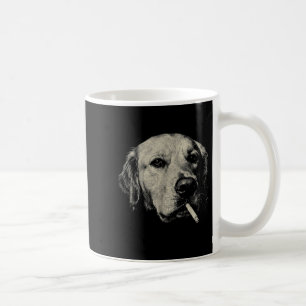 Dog smoking cigarette funny golden retriever meme  coffee mug