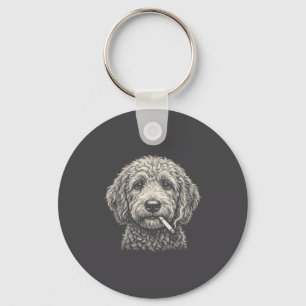 Dog Smoking Cigarette Golden Doodle Keychain