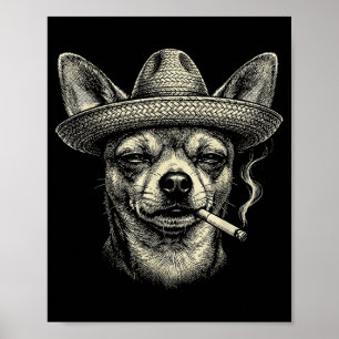 Dog Smoking Cigarette Meme Funny Chihuahua In Somb Poster