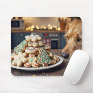 Dog Sniffing Christmas Sugar Cookies Mouse Pad