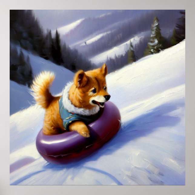 Dog Snow Tubing Poster (Front)