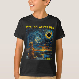 Dog Solar Eclipse Gles 2024 Dog Van Gogh Starry Ni T-Shirt