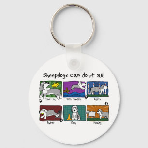 Dog Sports Old English Sheepdog Keychain