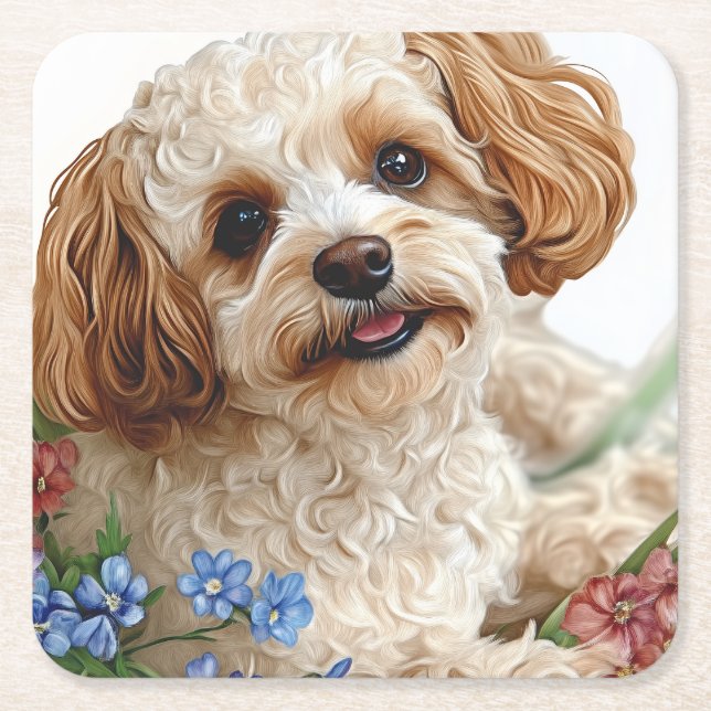 dog square paper coaster (Front)