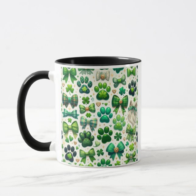 Dog St Patrick's Day Mug, Dog Paw Mug, Dog Mom Mug (Left)
