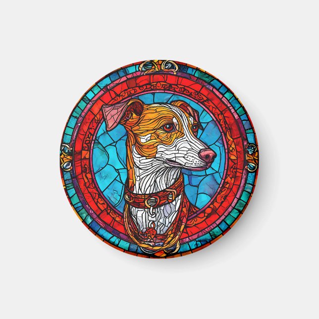 Dog Stained Glass Art Magnet (Front)