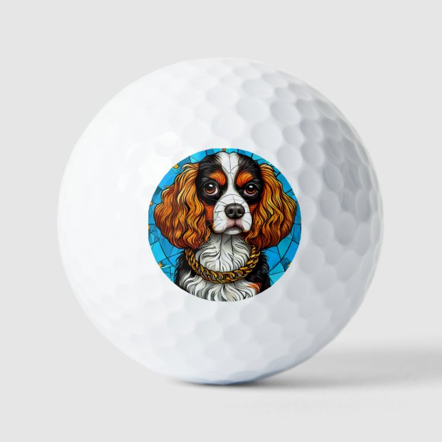 Dog Stained Glass Portrait Golf Balls (Front)
