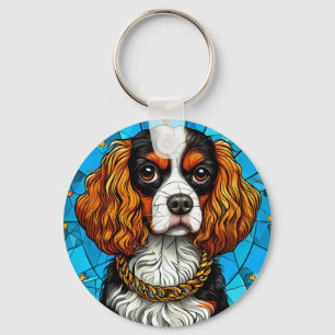 Dog Stained Glass Portrait Keychain