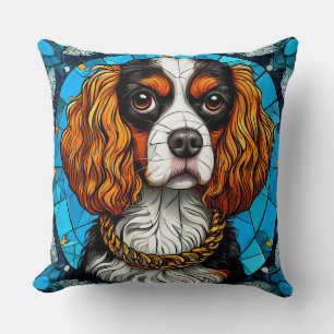 Dog Stained Glass Portrait Throw Pillow