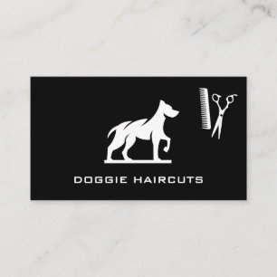 Dog Standing Logo   Scissors Comb Business Card
