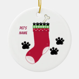 Dog Stocking and Paw Prints Ornament