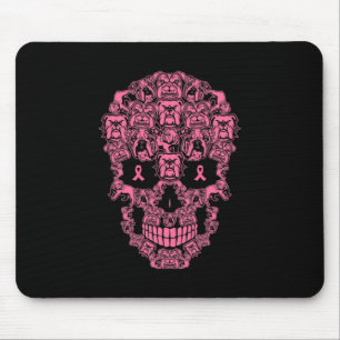 Dog Sugar Skull Pink Ribbon Breast Cancer Mouse Pad