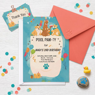 Dog Summer Pool Party Invitation
