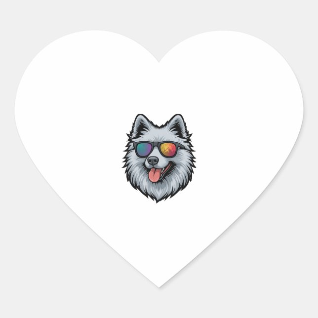 Dog Sunglasses Mountain Sunset Reflection Heart Sticker (Front)