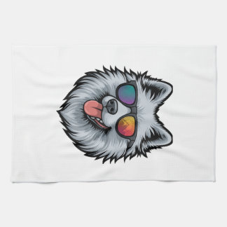 Dog Sunglasses Mountain Sunset Reflection Kitchen Towel