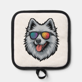 Dog Sunglasses Mountain Sunset Reflection Pot Holder