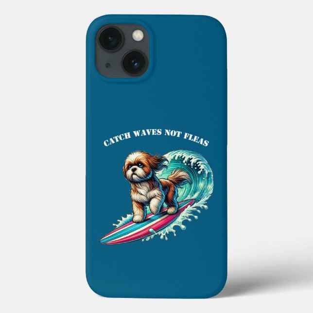Dog Surfing on a Surfboard Riding a Big Wave URM Case-Mate iPhone Case (Back)