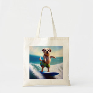 Dog Surfing Tote Bag