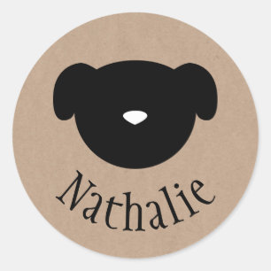 Dog symbol brown papter name sticker