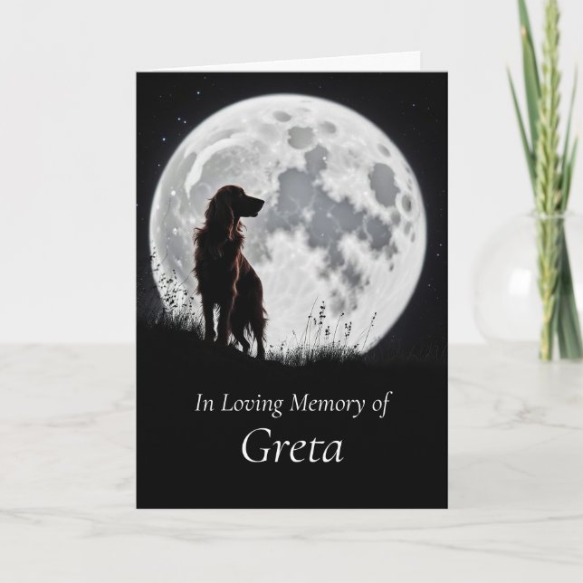 Dog Sympathy Beautiful Irish Setter against a Moon Card (Front)