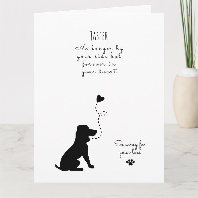 Dog Sympathy Card, custom name. Pet Loss  Card (Front)