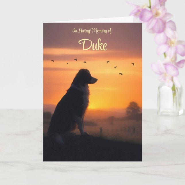 Dog Sympathy Custom Name Silhouetted Dog  Card (Orchid)