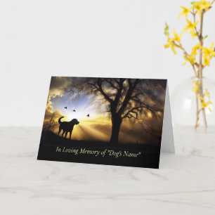 Dog Sympathy Custom Name with Dog in Sunset Card