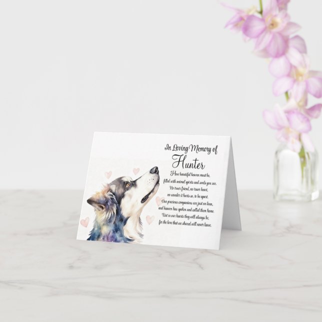 Dog Sympathy Custom Personalized Name Cattle Dog Card (Orchid)
