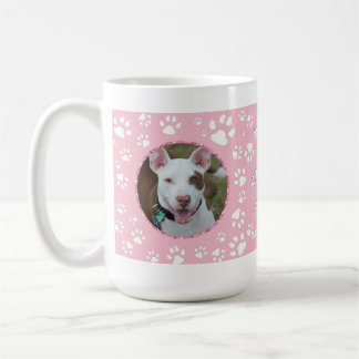 Dog Sympathy Memorial Your Photos Paw Print Pink Coffee Mug