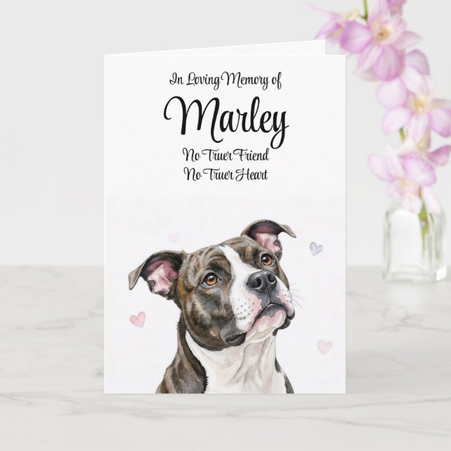Dog Sympathy Personalized Name Pitbull Pitty Card (Orchid)
