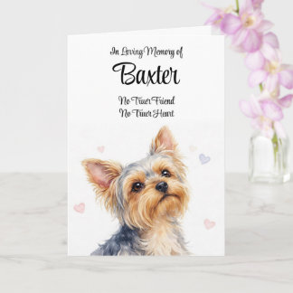 Dog Sympathy Personalized Name Yorkie Breed Card