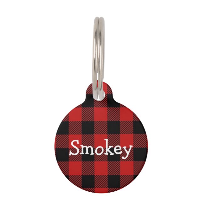 Dog Tag, Buffalo Plaid, Personalized Pet Tag (Front)