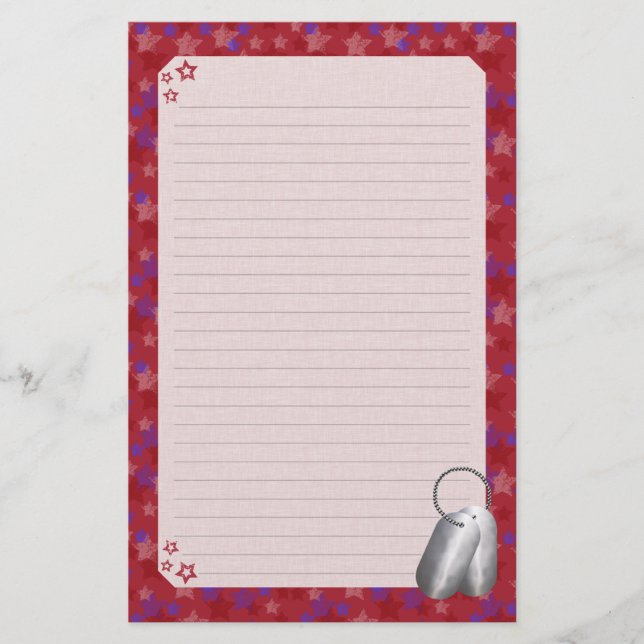 Dog Tags N Stars Stationery (Front)