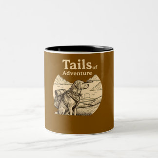 Dog Tails of Adventure Funny Dog Lover Hiking  Two-Tone Coffee Mug