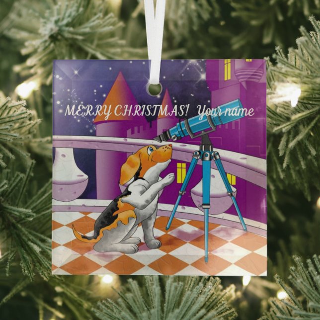 Dog telescope glass ornament (Insitu)