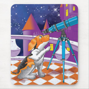 dog telescope mouse pad