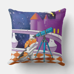 dog telescope throw pillow