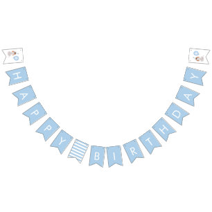 Dog Theme Blue Happy Birthday Party Bunting Flags